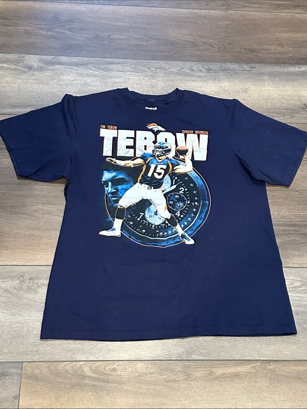 Reebok Navy Tim Tebow Denver Broncos Graphic Tee